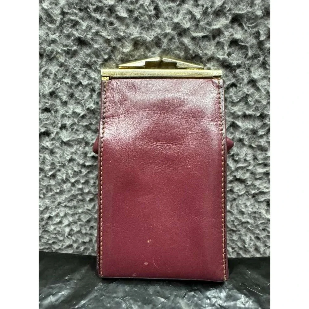 Vintage Lady Bosca Embossed Full Grain Hide Leather Cigarette Case Burgundy‎